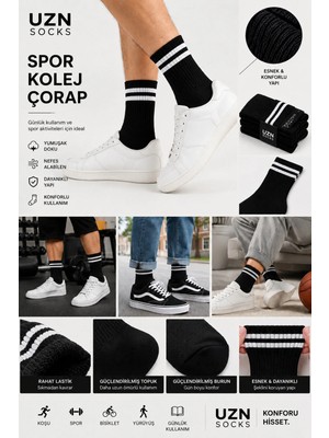 Uzn Socks 6 Çift Unisex Kolej Çorap Yarım Model Pamuklu Spor Çorap Nefes Alan Günlük Çorap