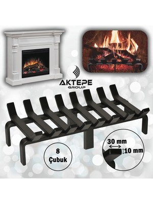 Aktepe Group Şömine Izgarası 48 cm x 32 cm 8 Çubuklu Ekstra Izgara Dar Gözlü Izgara