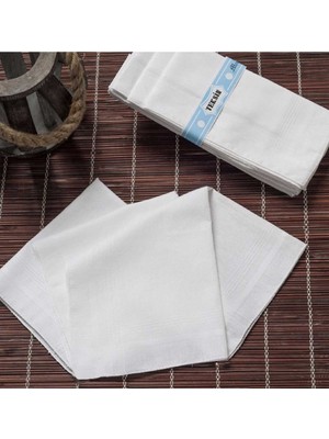 Hsc Bilişim Teksin El Yüz Cep Mendili Beyaz 12 Li Paket 36X36 cm Tm Beyaz