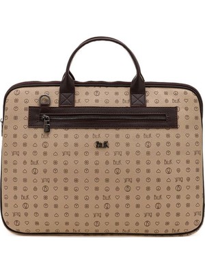 Bilik Deri Monogram Açık Vizon/kahve Unisex Laptop & Evrak Çantası RH09 Business-Mn