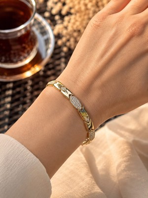 Solène Solare Altın Kaplama Gold Zirkon Taşlı Bileklik