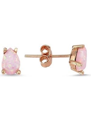 Vienor ​gümüş Damla Pembe Opal Taş Küpe
