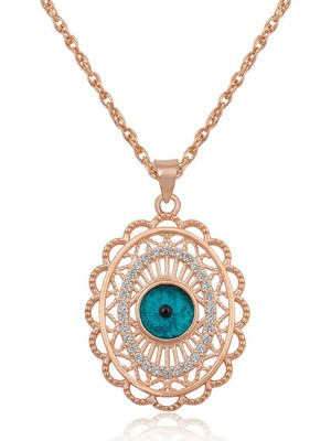 Vienor ​gümüş Rose Oval Nazar Bayan Kolye