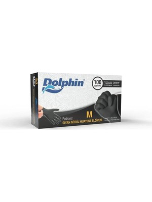 TeknoKapsül Dolphin Çok Amaçlı Siyah Nitril Muayene Eldiveni M Beden 100 Adet-Mdr
