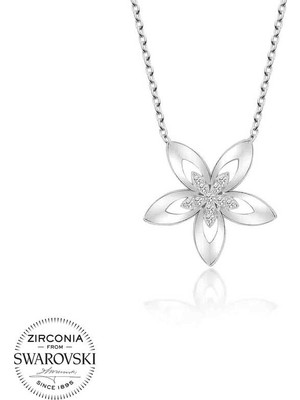 Vienor Swarovski Taşlı Gümüş Çiçek Bayan Kolye