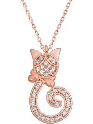 Vienor Gümüş Rose Kedi Kadın Kolye