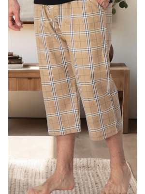 Mecit 3009 Kahve Ekoseli Erkek Capri Alt Pijama