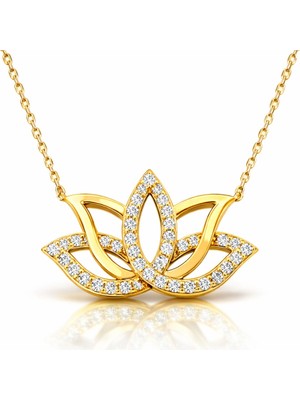 Vienor Gümüş Gold Lotus Çiçeği Kadın Kolye