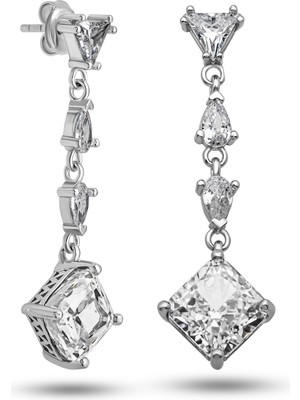 Vienor Gümüş Ice Cut Zirkon Taşlı Işıltılı Kadın Küpe
