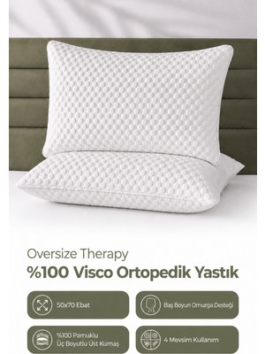 Hig Store Oversize Therapy %100 Visco Ortopedik Visko Yastık 50X70X20 - Baş Boyun Desteği 1 Adet