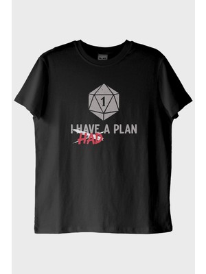 Lofux Komik Zar Temalı I Had A Plan Mizahi Siyah Tişört