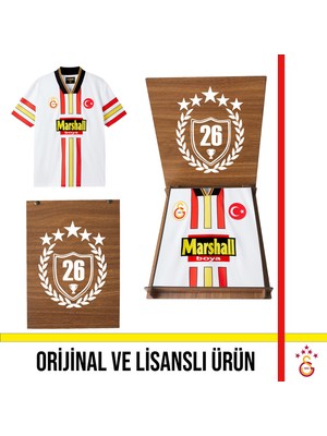 Galatasaray Lisanslı 1998-1999 Beyaz Retro Forma 26 Şampiyonluk Ahşap Kutulu E251568