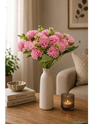 Yapay Çiçek Sitesi Yapay Tomurcuklu Krizantem 26CM Açık Pembe