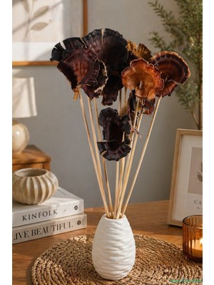 Yapay Çiçek Sitesi Kuru Çiçek Doğal Mushroom (Mantar) 28 cm 10LU
