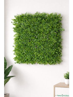Yapay Çiçek Sitesi Yapay Yoğun Yapraklı Bitki Paneli 65X65 cm Fujer