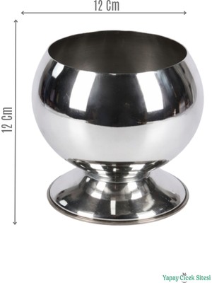 Yapay Çiçek Sitesi Metal Dekoratif Küre Saksı 12 cm Gümüş