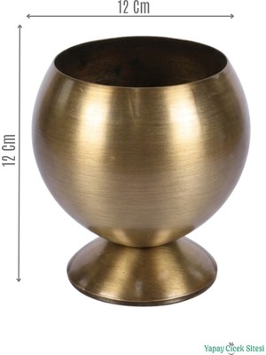 Yapay Çiçek Sitesi Metal Dekoratif Küre Saksı 12 cm Bronz