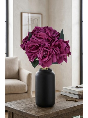 Yapay Çiçek Sitesi Premium Yapay Gül Demeti 25 cm 10LU Mor