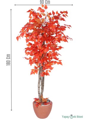 Yapay Çiçek Sitesi Yapay Akçaağaç 180 cm Bohem Saksıda Turuncu