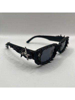 AG23 Tasarım Venom Classic Black Hand Made Rave Techno Gothic Hiphop Gözlük