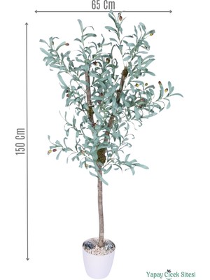 Yapay Çiçek Sitesi Beyaz Plastik Saksıda Yapay Zeytin Ağacı 150 cm