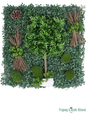 Yapay Çiçek Sitesi Yapay Bitkili Duvar Paneli 50X50 cm Model 6