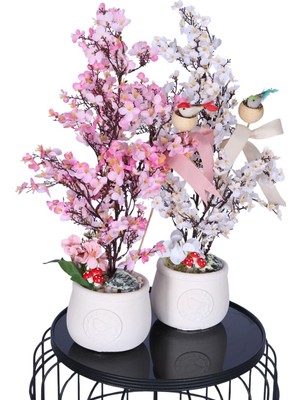 Yapay Çiçek Sitesi Yapay Japon Kiraz Çiçeği Bahar Dalı Ağacı 52 cm 2li Set