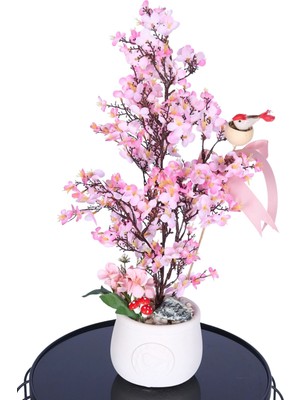 Yapay Çiçek Sitesi Yapay Japon Kiraz Çiçeği Bahar Dalı Ağacı 52 cm Pembe