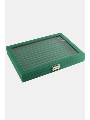 Zero Land Zngzrmll Cam Kapaklı Anfora Kumaş Kelepçe Yüzük Standı 24X34 cm Yeşil