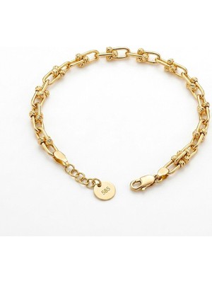 Sembol Gold 14 Ayar Dorikalı Ataç Altın Bileklik 5 mm 19+2 cm