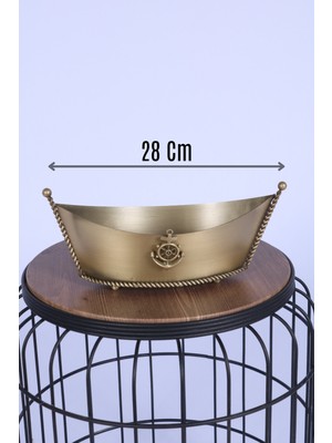 Yapay Çiçek Sitesi Metal Dekoratif Çiçeklik Sunumluk Küçük Kayık Bronz