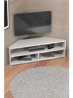 Quattro Home Beyaz Köşe Tv Ünitesi 140 cm