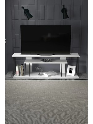 Quattro Home Beyaz Suntalam Tv Ünitesi 140 cm Raflı Tasarım