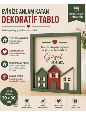 Rokh 🏡 Güzel Anılar Dekoratif Mdf Tablo 30X30 cm ❤️ Ev Dekoru 🎁 Hediyelik Duvar Dekoru