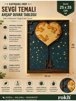 Rokh ❤️ Katmanlı Mdf Duvar Tablosu | Aşk Temalı Dekoratif Ahşap Tablo 25X35 cm