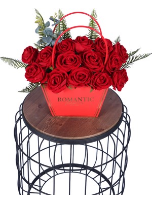 Yapay Çiçek Sitesi Yapay Çiçekli Romantic Çantalı Aranjman Model 10