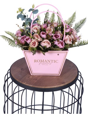 Yapay Çiçek Sitesi Yapay Çiçekli Romantic Çantalı Aranjman Model 4