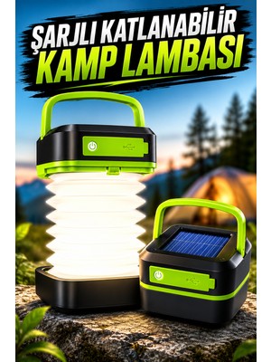Esranın Dünyası Güneş Enerjili LED Lamba Kamp Lambası Katlanabilir Lamba USB Şarjlı - Lisinya