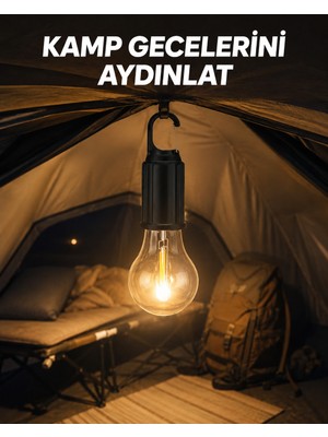 Esranın Dünyası Type-C Şarjlı LED Kamp Lambası – Uzun Ömürlü Pil ve Yüksek Parlaklık - Lisinya