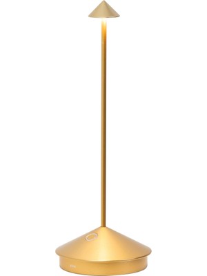 Zafferano, Pina Lamba, Şarj Edilebilir ve Kablosuz Dokunmatik Kumandalı Masa Lambası, Iç ve Dış Mekan Kullanımına Uygun, Dimmer, 2200-3000 K, Yükseklik 29 Cm, Mat Altın Rengi