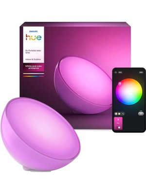 Philips Hue White & Color Ambiance Go Masa Lambası (530 Lm), 16 Milyon Renkli Hue Aydınlatma Sistemi Için Kısılabilir LED Işık, Ses Veya Uygulama Aracılığıyla Akıllı Işık Kontrolü, Beyaz