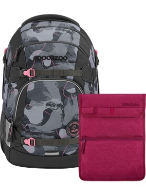 Coocazoo Okul Sırt Çantası Seti Mate Bubble Brush 2 Parçalı, 30L Ergonomik, Yüksekliği Ayarlanabilir, Kolay Büyütülebilen Sistem, Yansıtıcı, Gri/pembe, Tablet/dizüstü Bilgisayar Çantası Dahil 11", S B