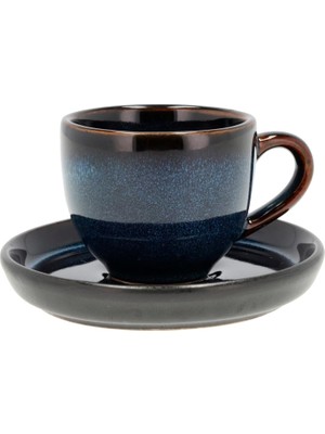 TeknoKapsül Bıtz Espresso Fincanı Altlıklı Dia 5,5 x 5 cm 7 cl Koyu Mavi/siyah