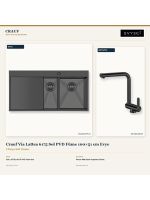 Crauf Via Lattea 6175 Sol Füme 100X51 cm Evye + Pesce 4060 Batarya 2 Parça Set
