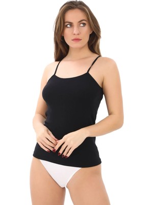 Lumina Tutku Ribana Geniş Askılı Atlet-Siyah-No:5-XL