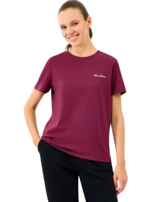 Skechers W Light Fabric T-Shirt S2520239-3877 Bordo Tişört