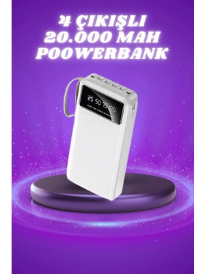 Teknodayım Powerbank Şarj Cihazı 4 Çıkışlı 20.000 Mah Powerbank Taşınabilir Çoklu Giriş
