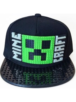 Kutpia Pixel Blok Minecraft Creeper Çocuk Kep Şapka – LEGO Uyumlu Siperlikli 4–12 Yaş