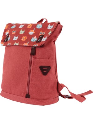 TeknoKapsül Biggdesign Cats Vintage Su Geçirmez Kumaşlı 15 Inç Laptop Uyumlu Okul Sırt Çantası Pembe
