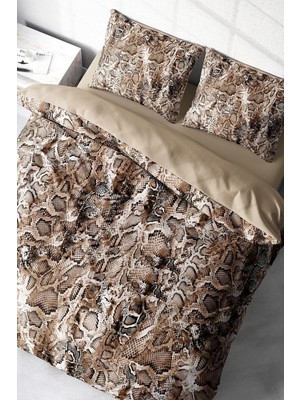 TeknoKapsül Monohome Leopar Çift Kişilik Nevresim Takımı Pamuk Saten Wall Snake, MONOHOME67304